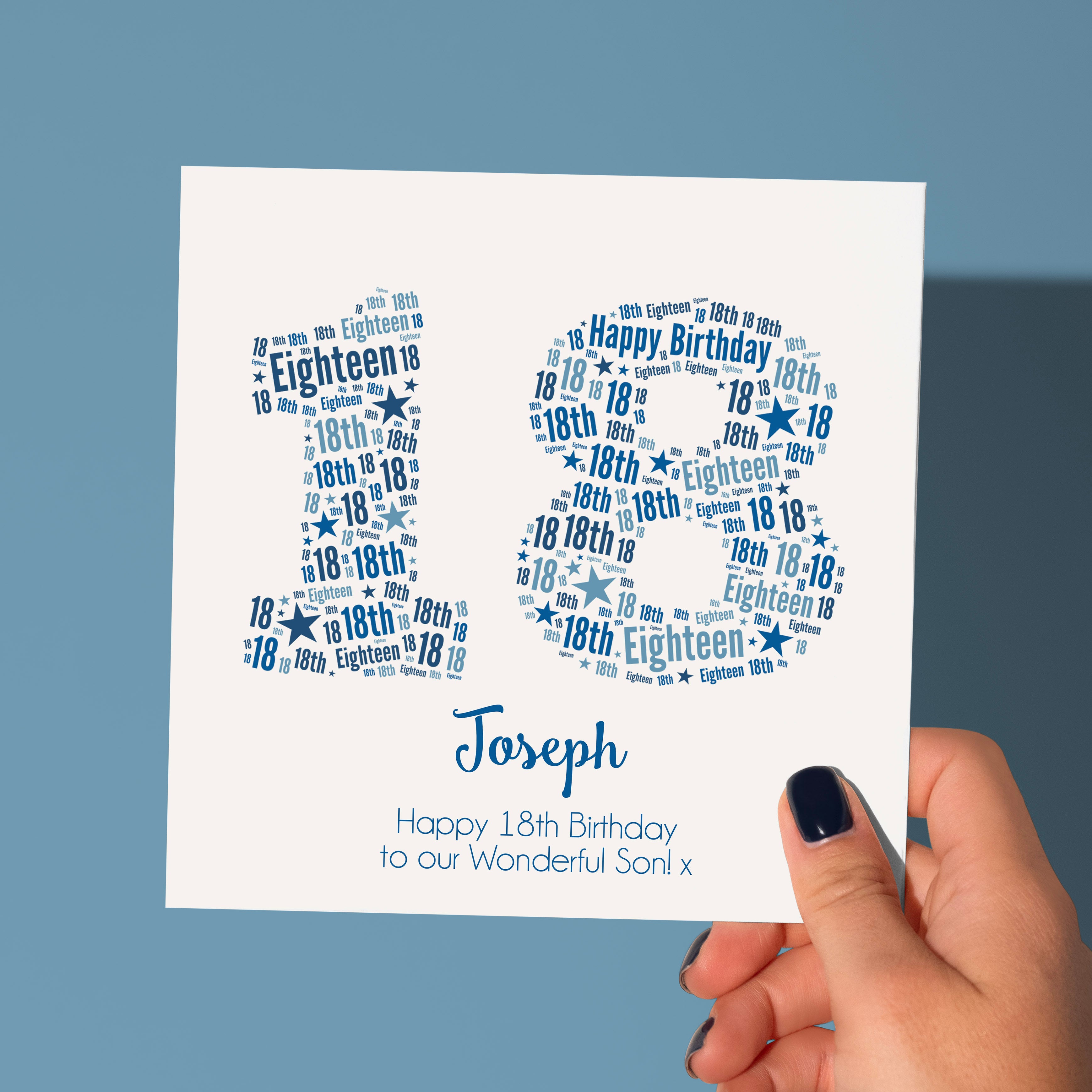 Personalised Blue Star Birthday Card For Him – Any Number