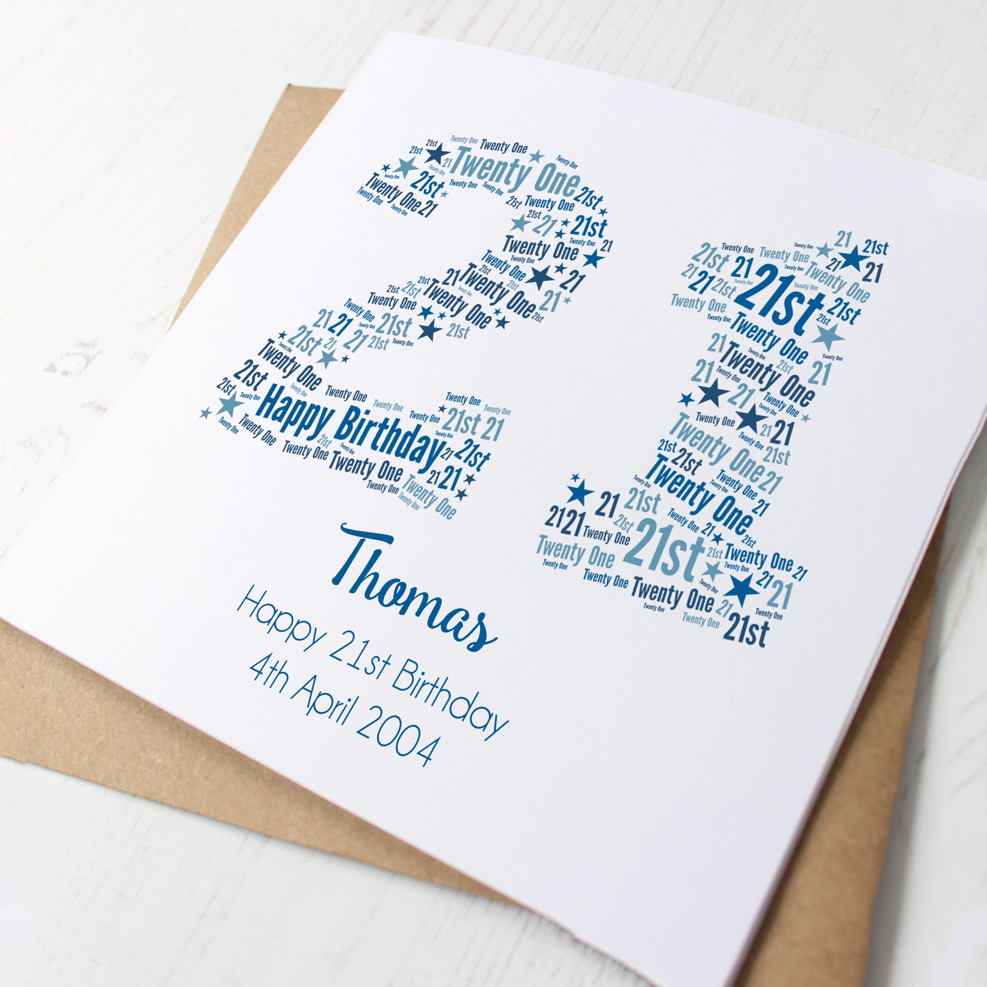 Personalised Blue Star Birthday Card For Him – Any Number