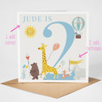 Personalised Safari Parade Birthday Card for Boy - Any Age!