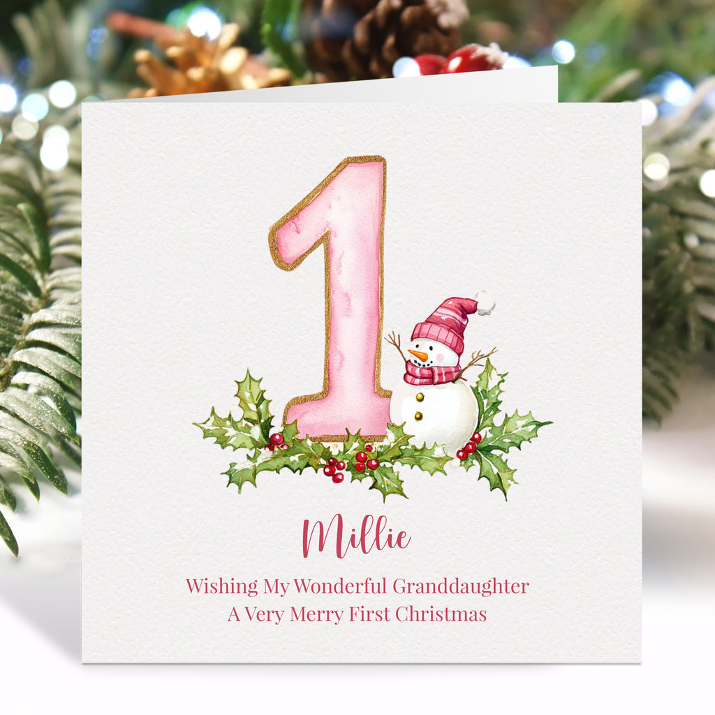 Personalised Baby's First Christmas Card For Daughter Or Granddaughter