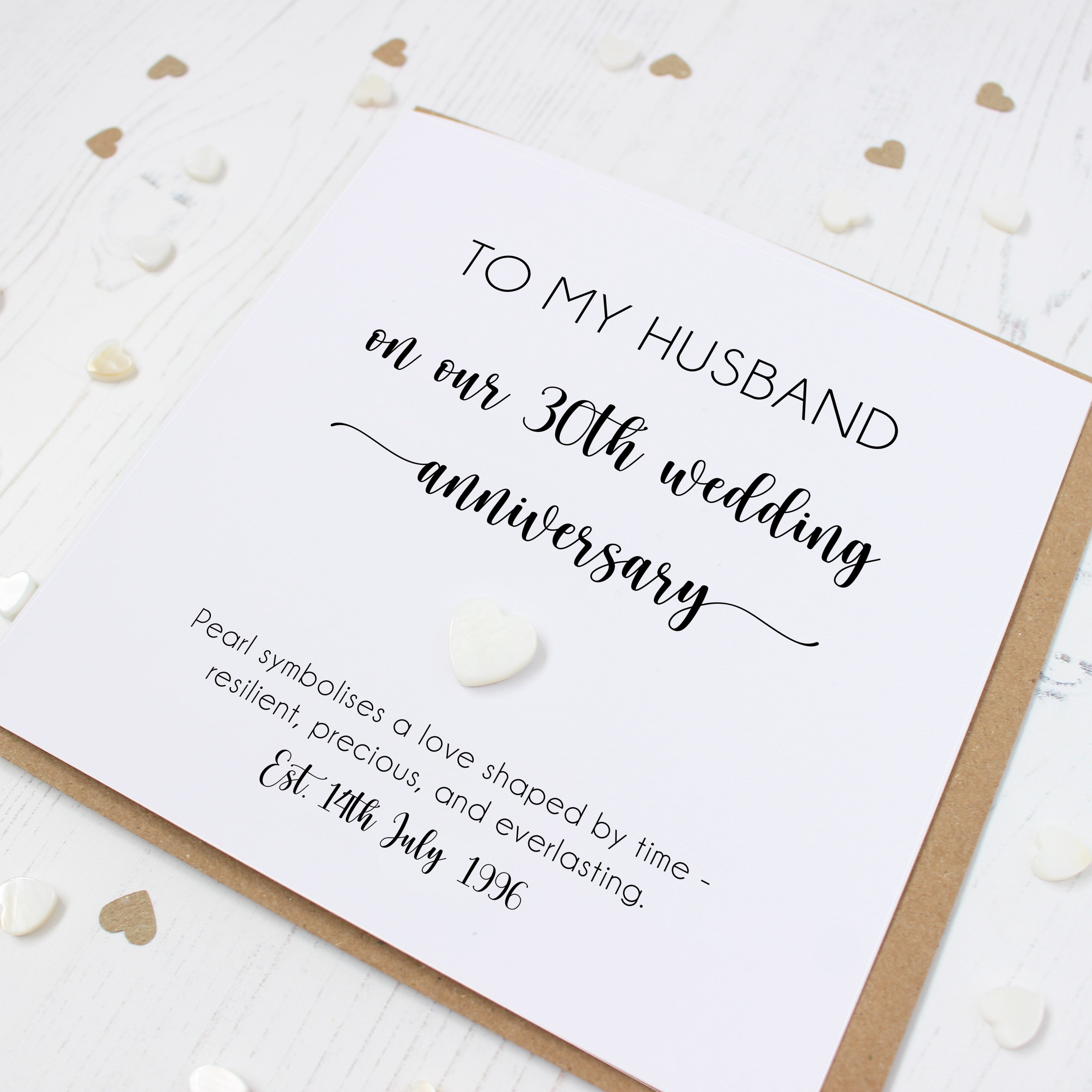 Personalised 30th Wedding Anniversary Card with Pearl Heart