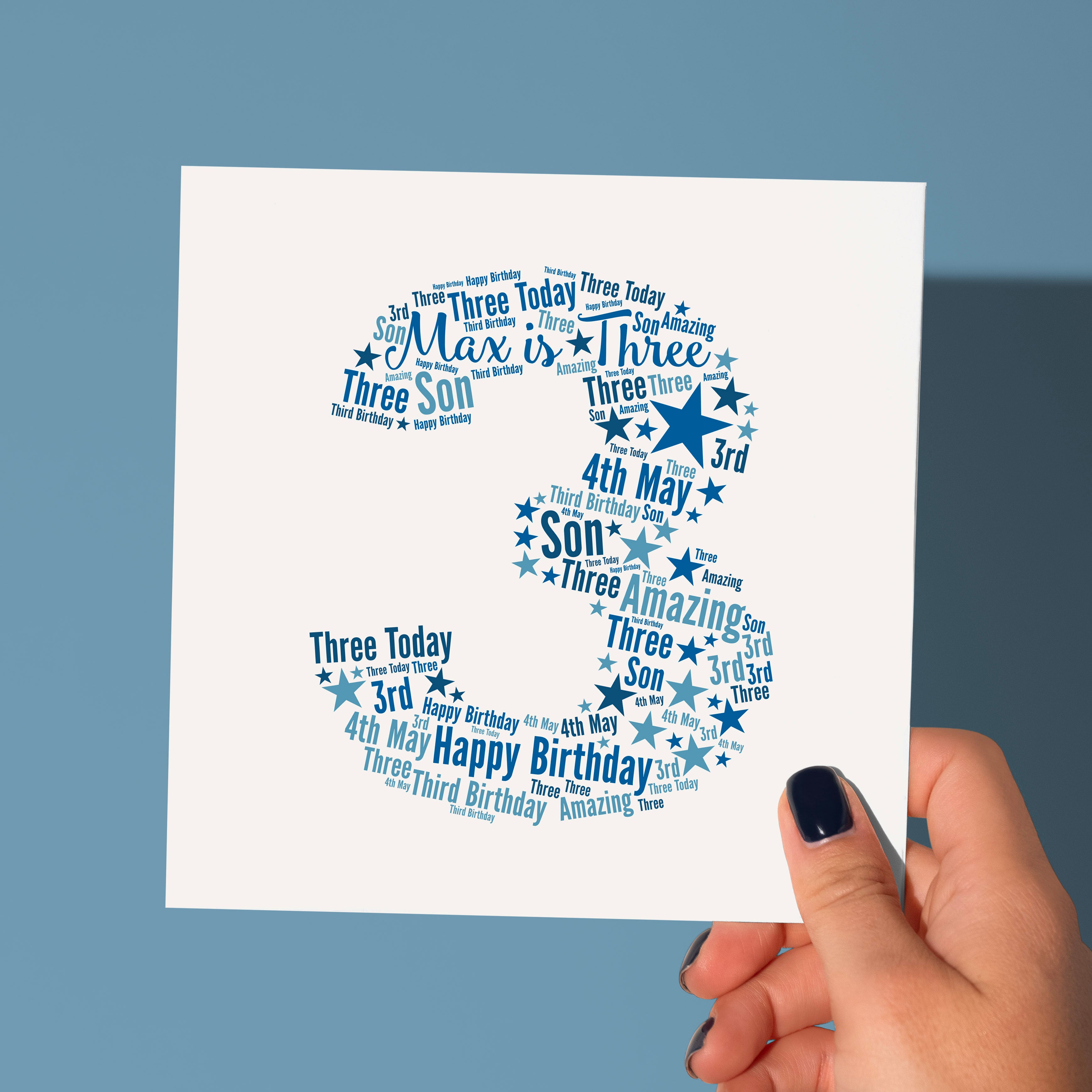 Personalised Blue Star Birthday Card for Boy - Any Age!
