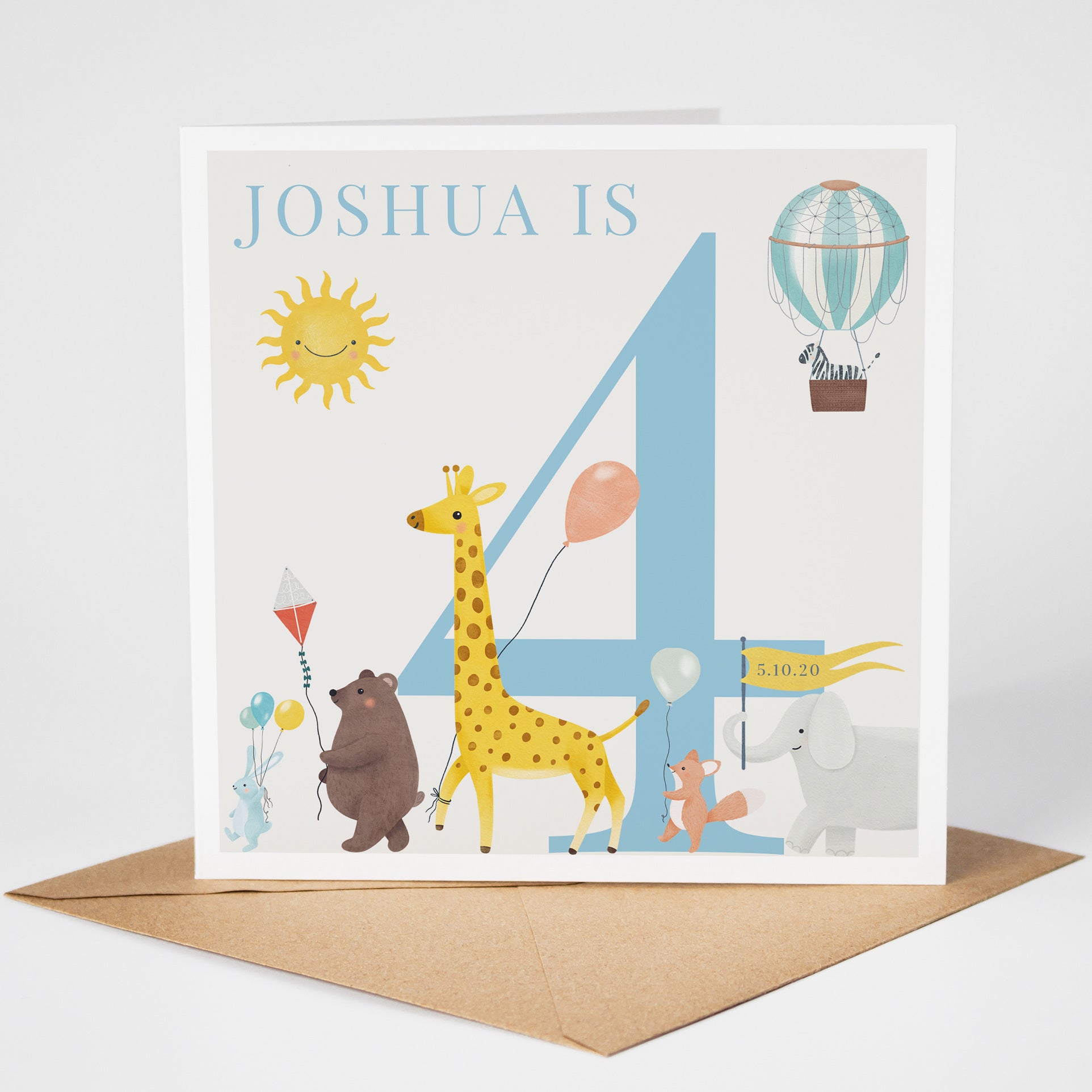 Personalised Safari Parade Birthday Card for Boy - Any Age!