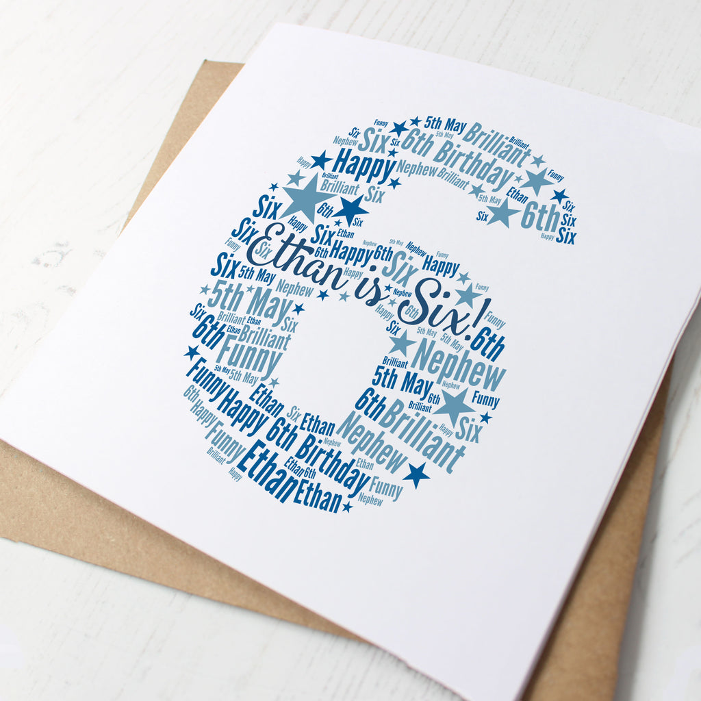 Personalised Blue Star Birthday Card for Boy - Any Age!