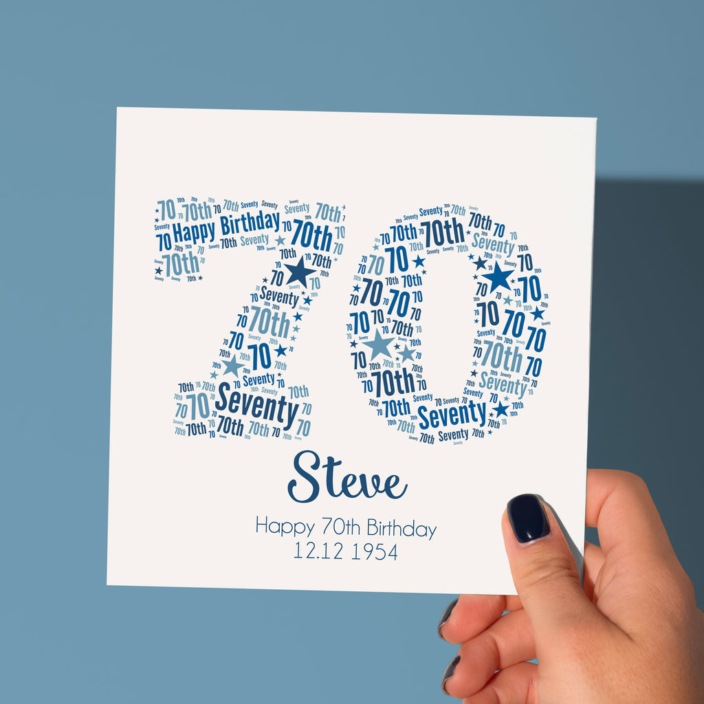 Personalised Blue Star Birthday Card For Him – Any Number