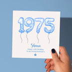 Personalised Blue Balloon 'Year You Were Born' Birthday Card – Any Year