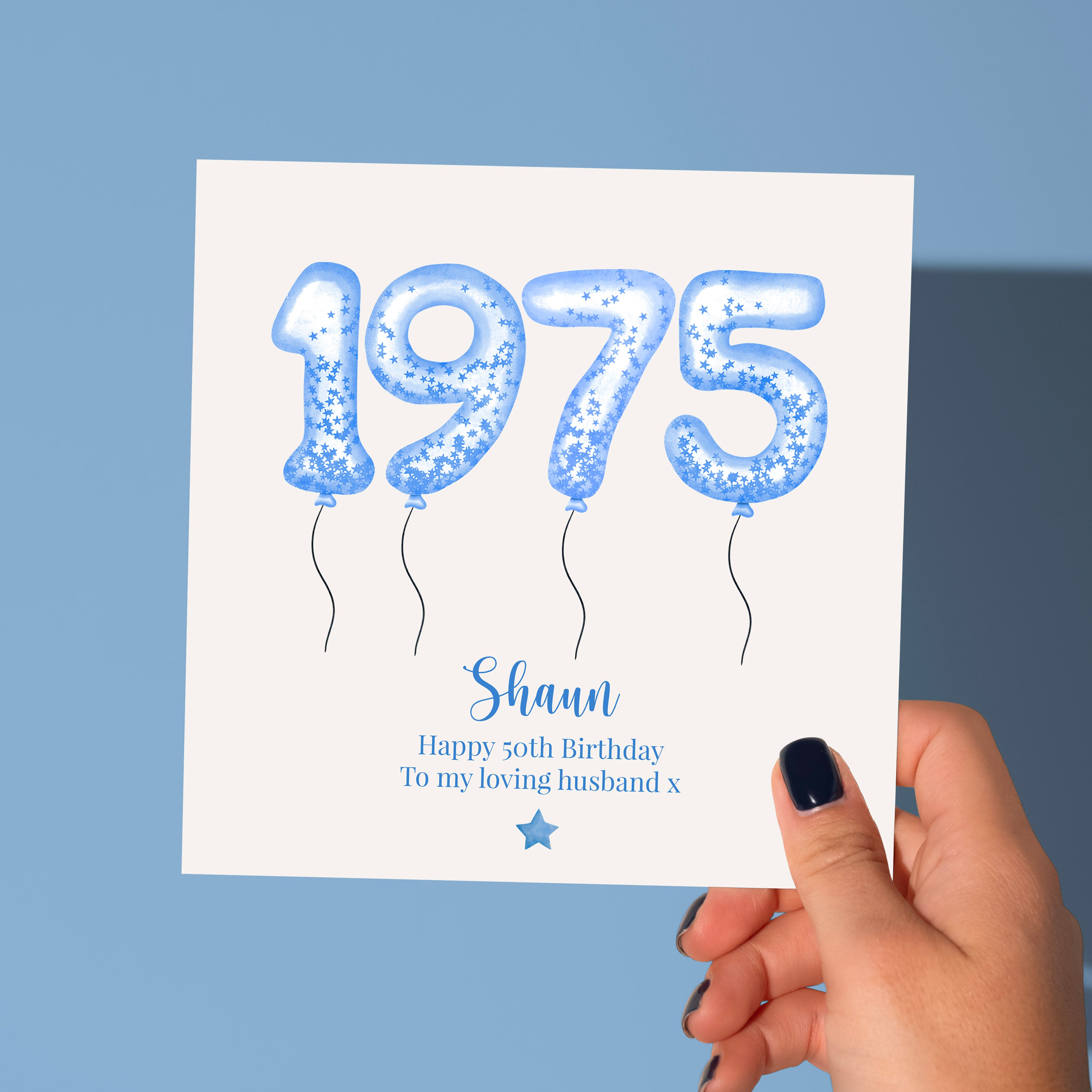 Personalised Blue Balloon 'Year You Were Born' Birthday Card – Any Year