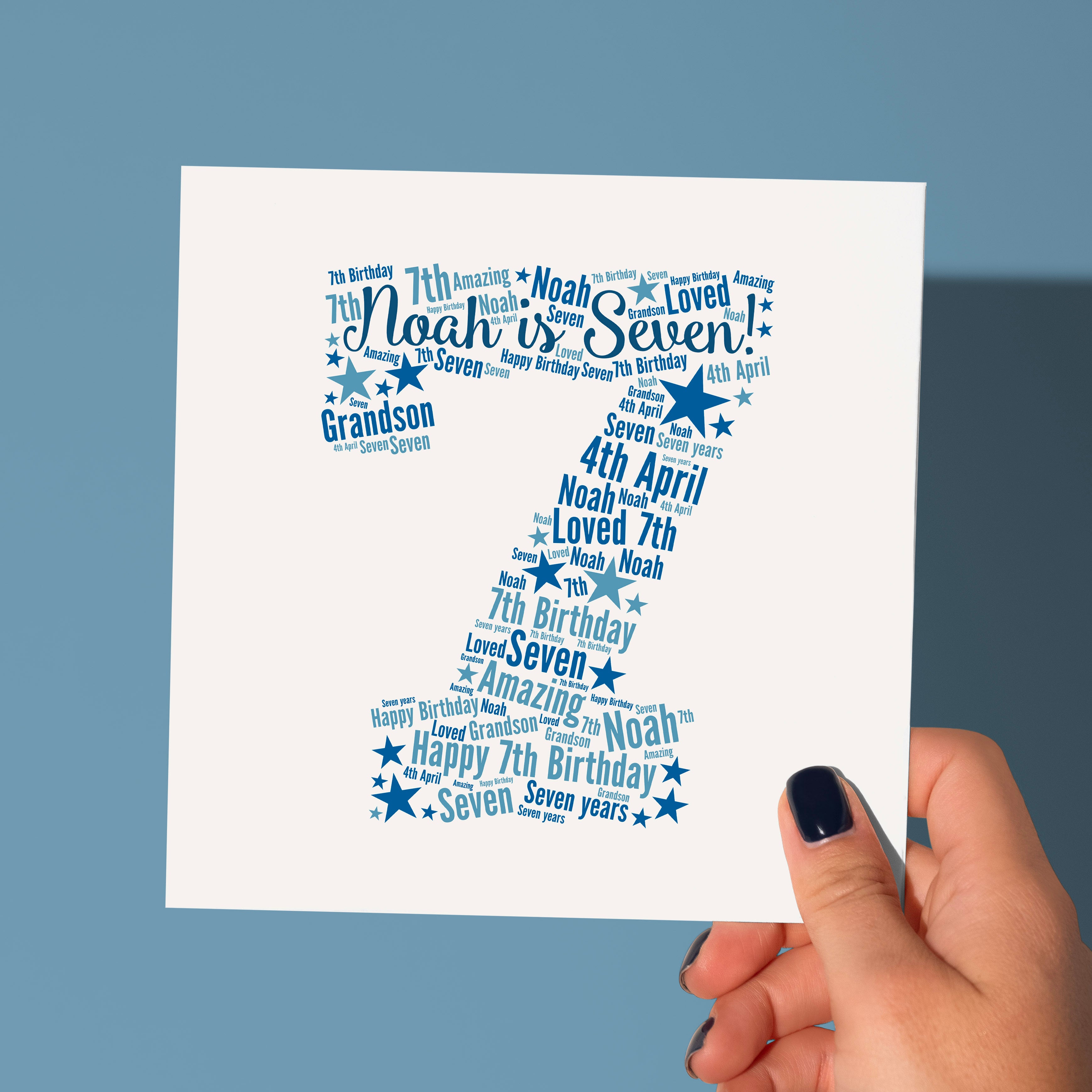 Personalised Blue Star Birthday Card for Boy - Any Age!