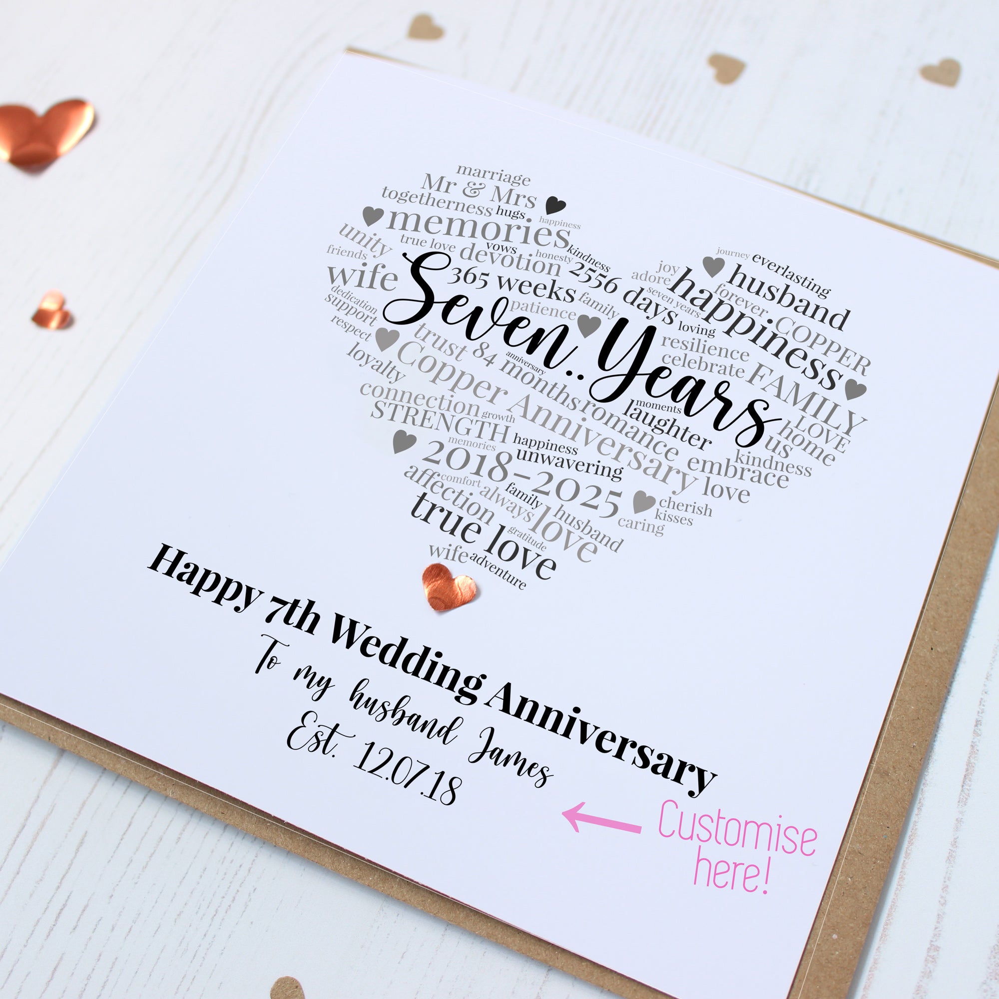 Personalised 7th Anniversary Card