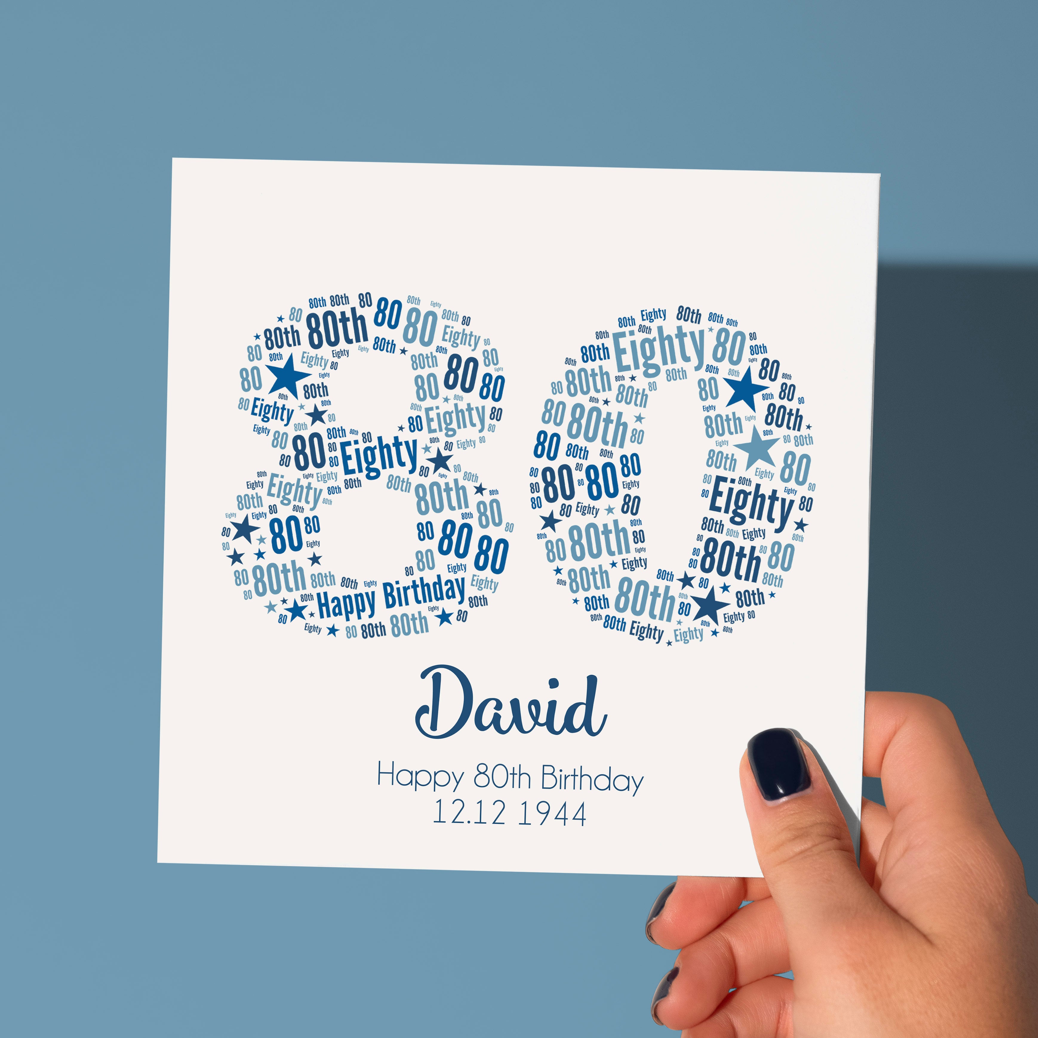 Personalised Blue Star Birthday Card For Him – Any Number