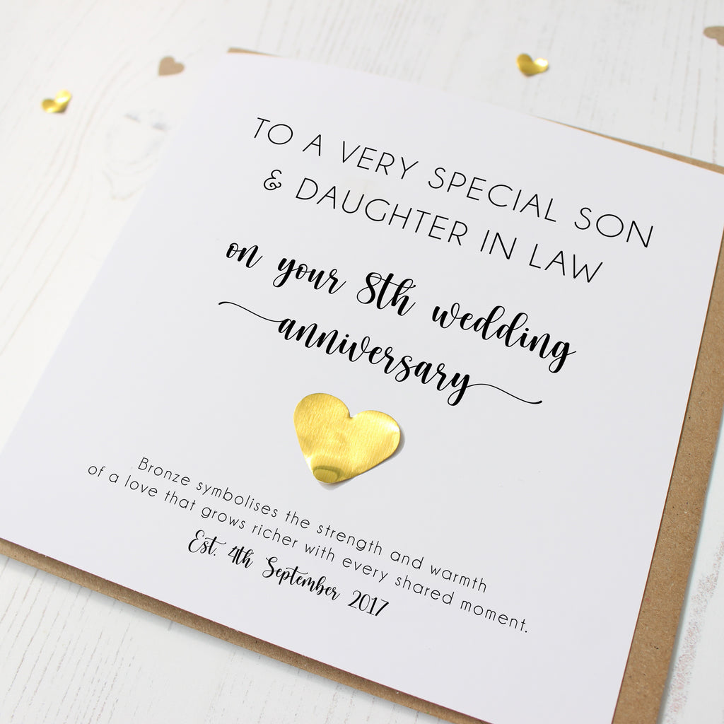 Personalised 8th Wedding Anniversary Card with Bronze Heart