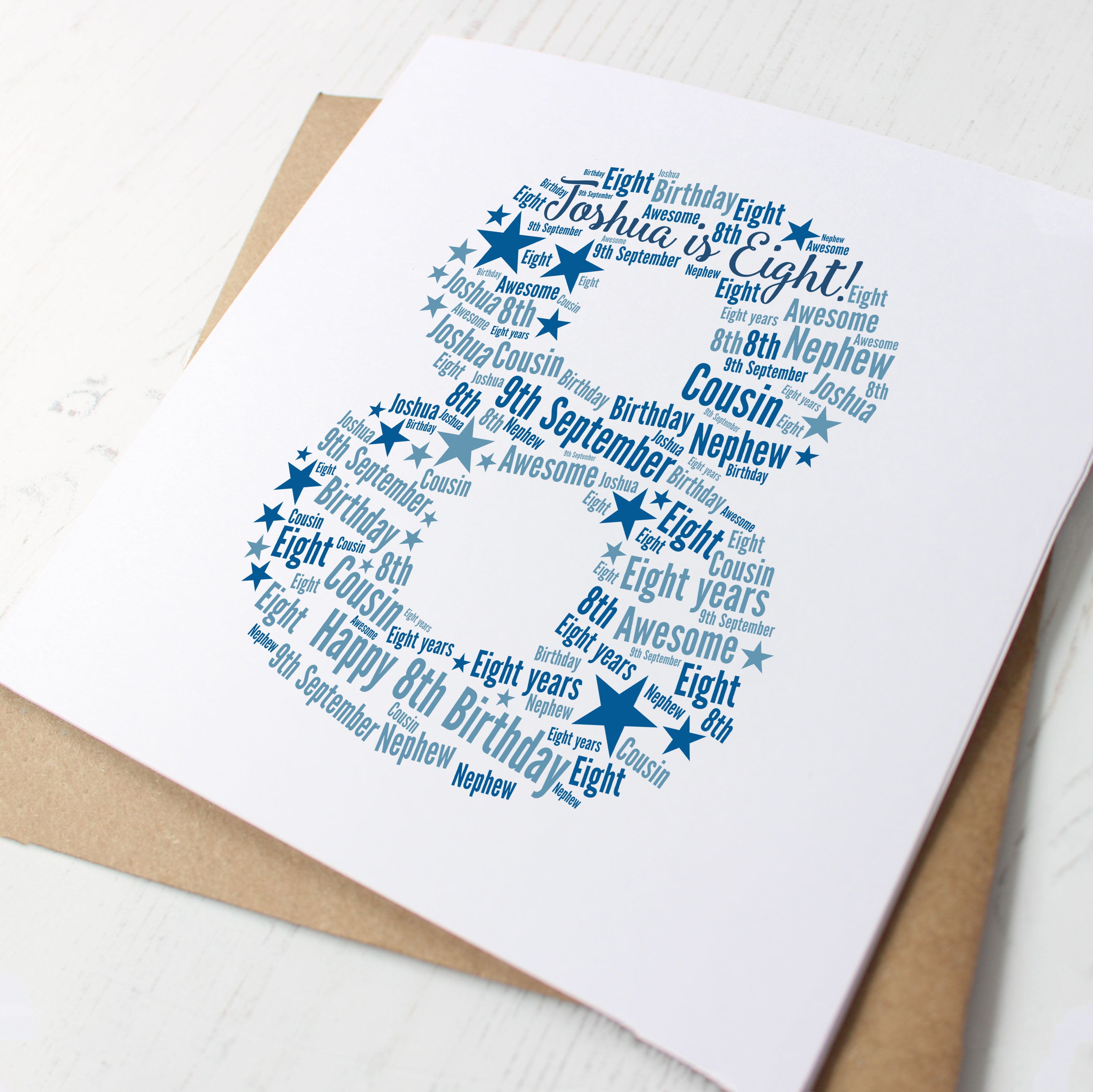 Personalised Blue Star Birthday Card for Boy - Any Age!
