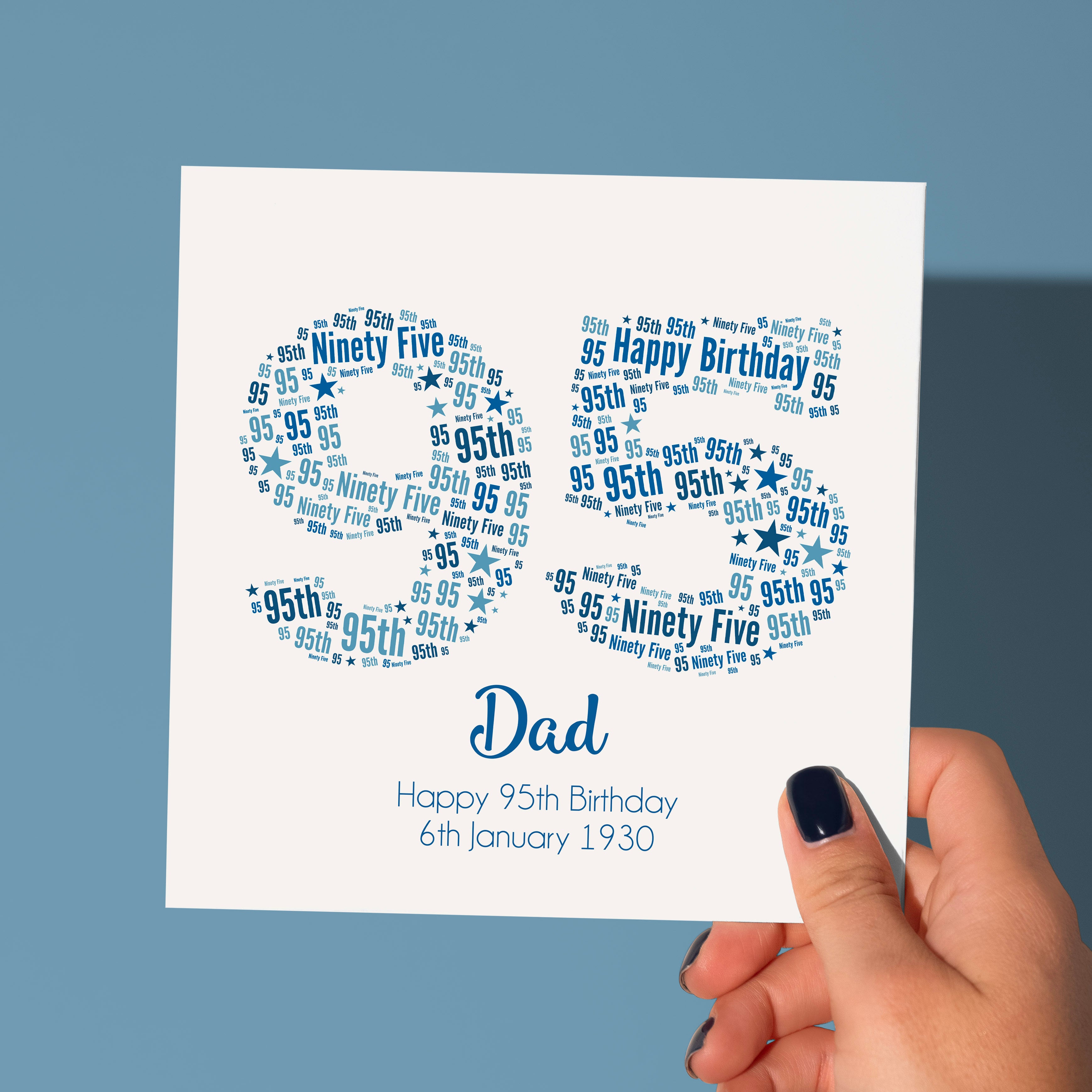 Personalised Blue Star Birthday Card For Him – Any Number