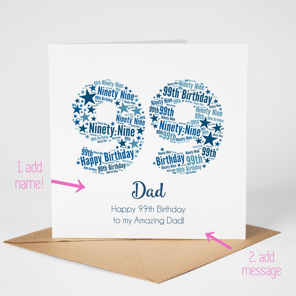 Personalised Blue Star Birthday Card For Him – Any Number