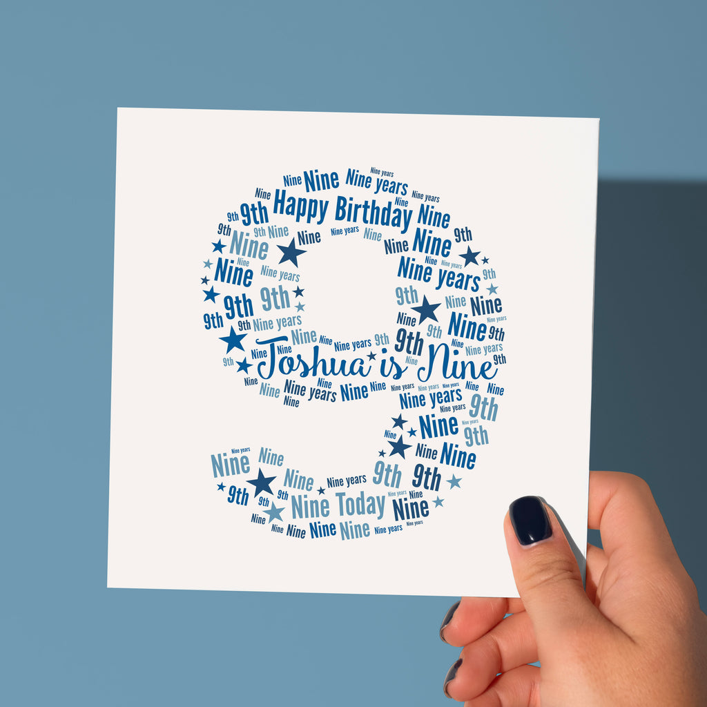 Personalised Blue Star Birthday Card for Boy - Any Age!