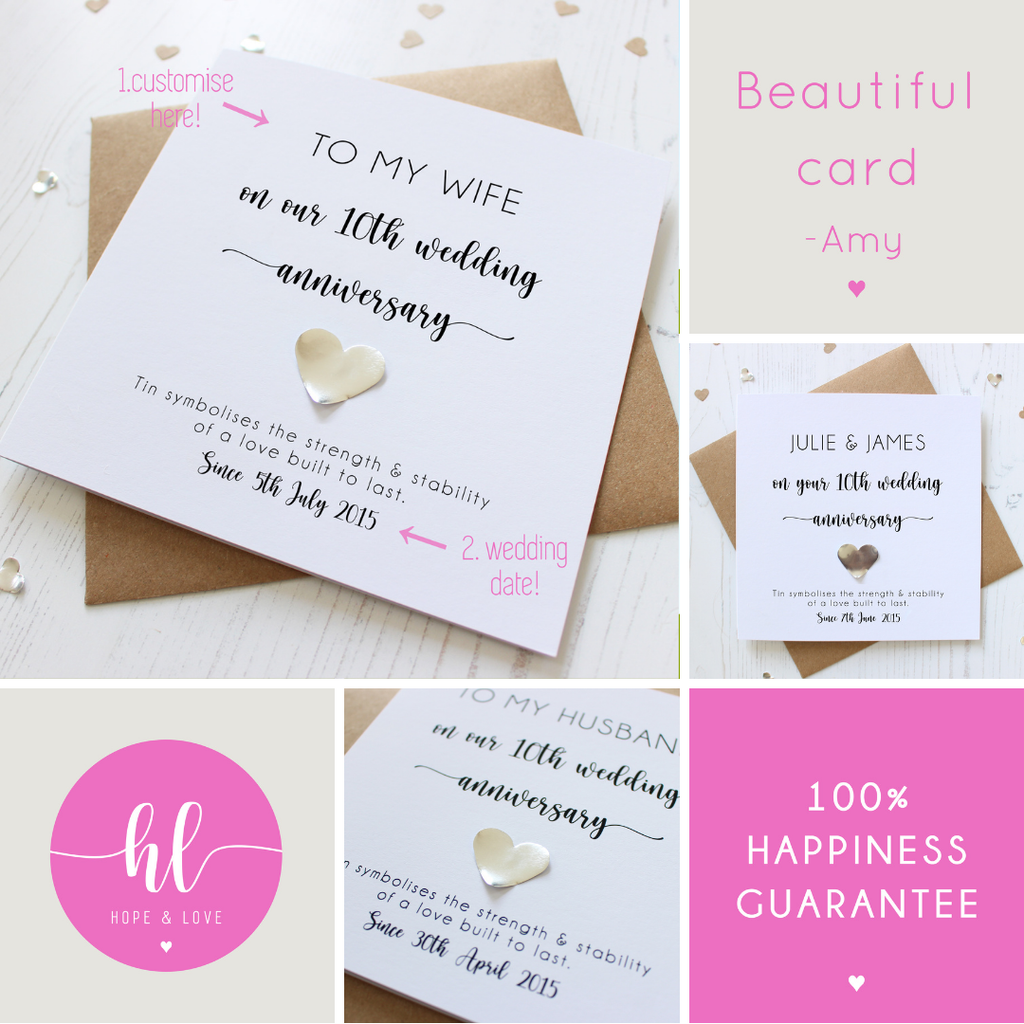 Personalised 10th Wedding Anniversary Card