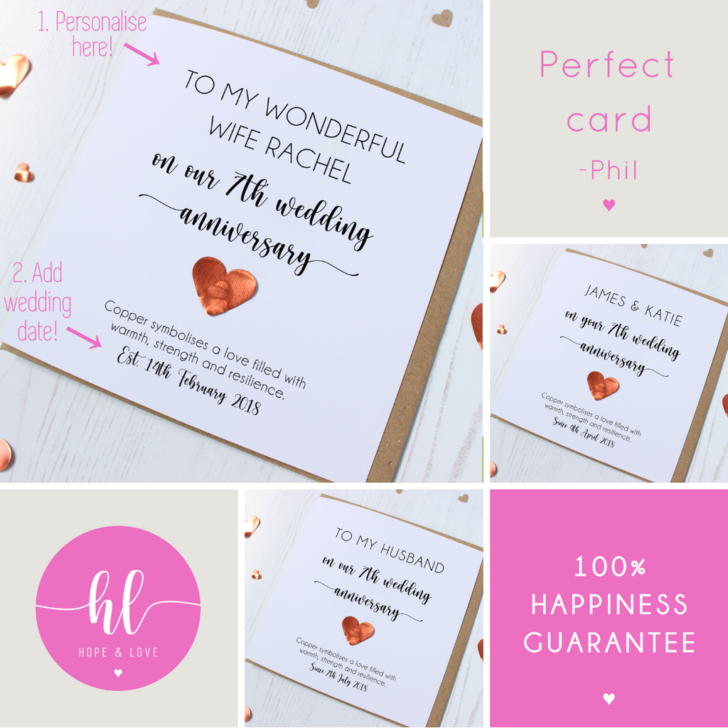 Personalised 7th Wedding Anniversary Card