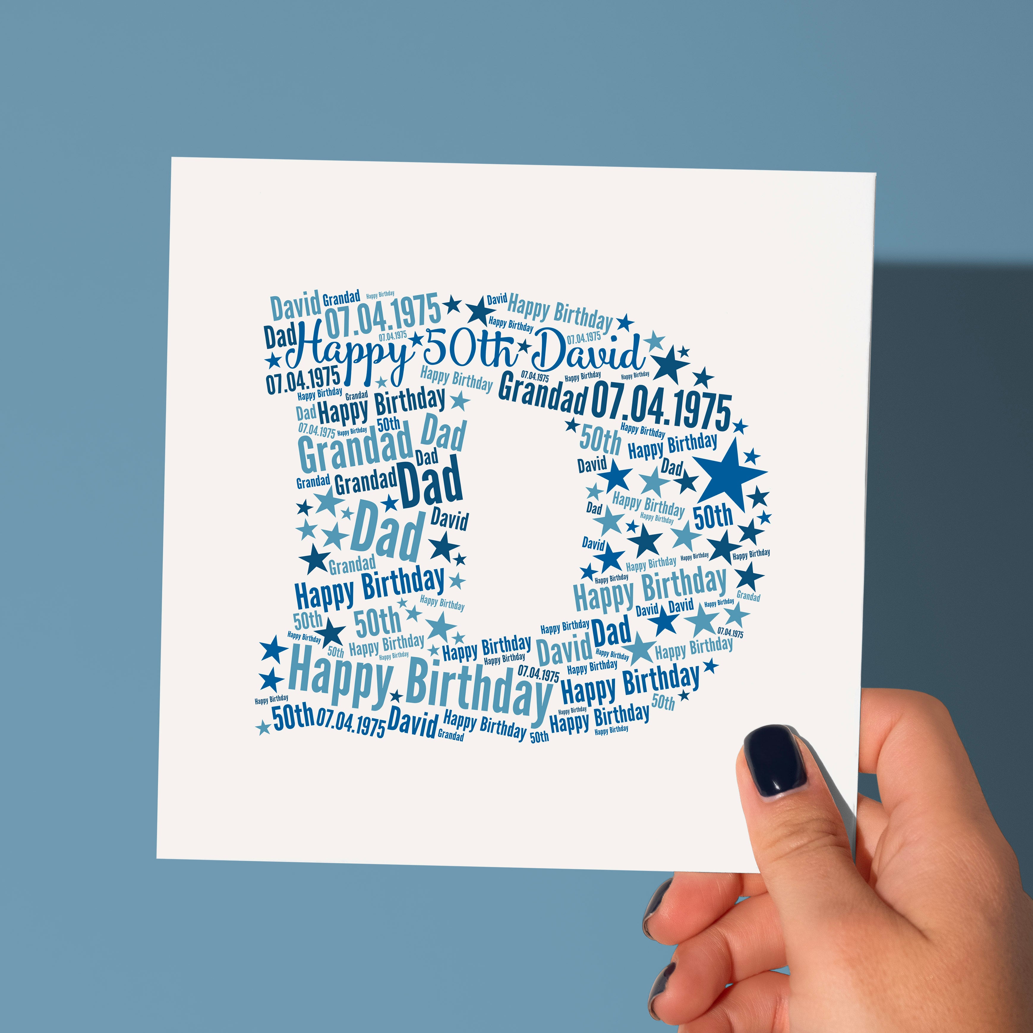 Personalised Blue Star Birthday Card For Him – Any Letter