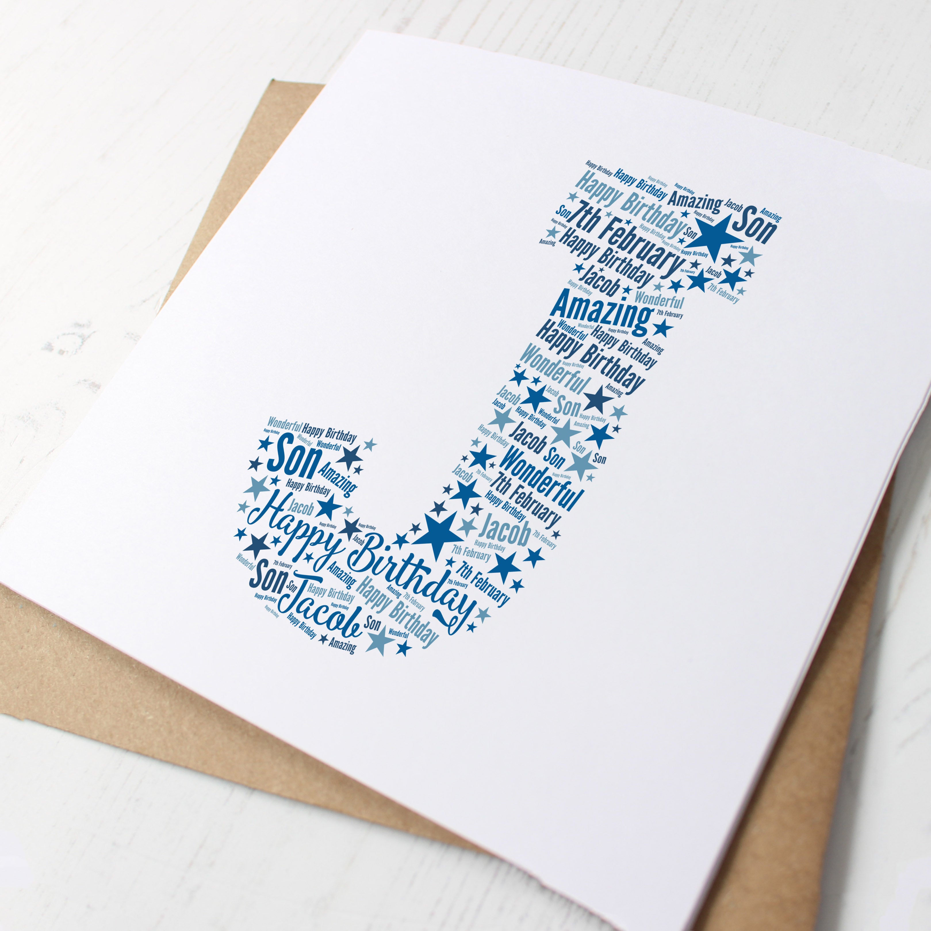 Personalised Blue Star Birthday Card For Him – Any Letter