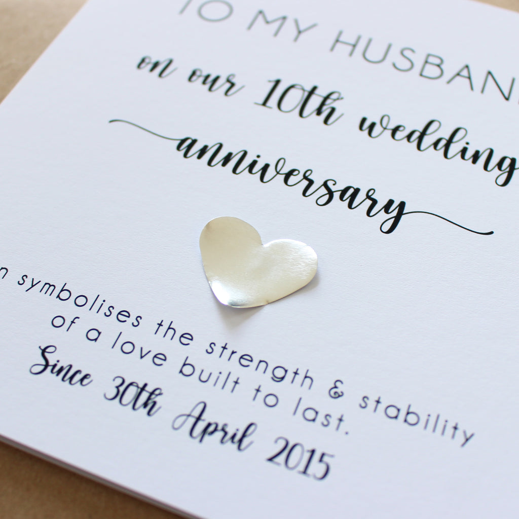 Personalised 10th Wedding Anniversary Card