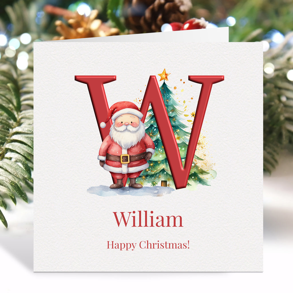 Personalised Red Initial Christmas Card