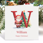 Personalised Red Initial Christmas Card