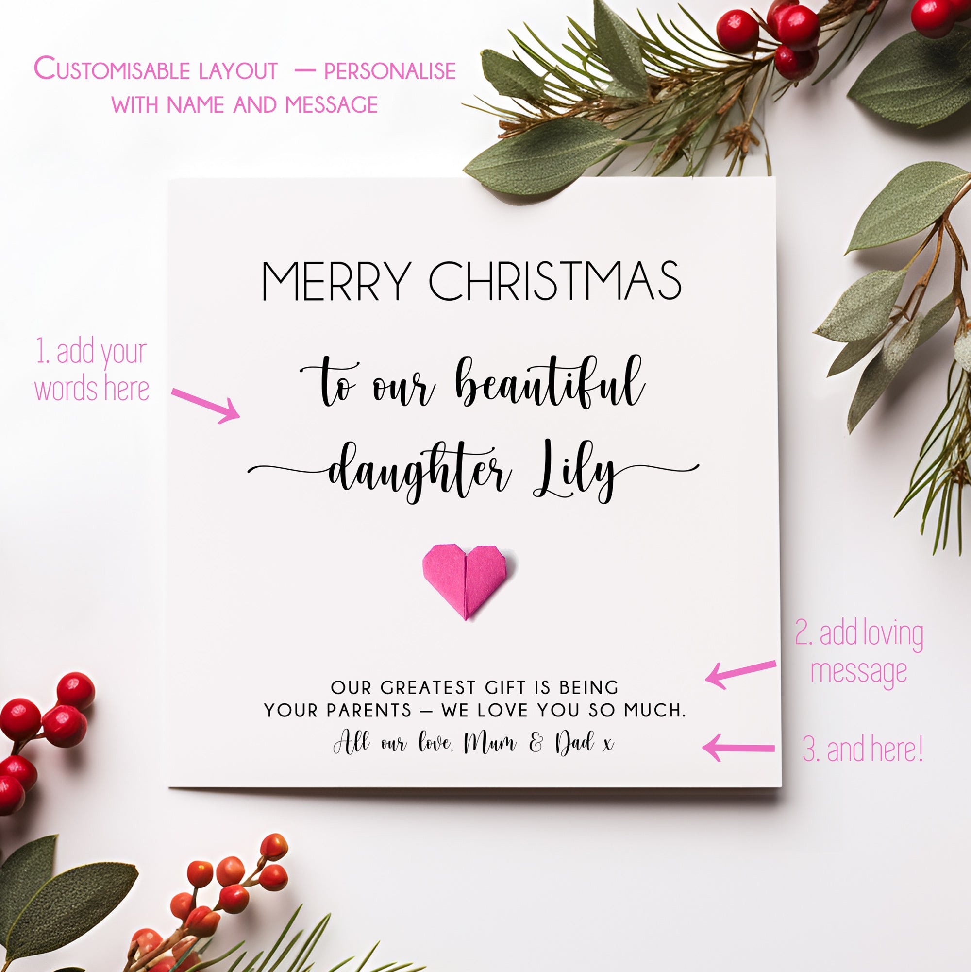 Personalised Christmas Card For Daughter