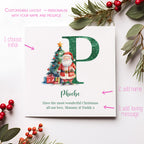 Personalised Green Initial Christmas Card
