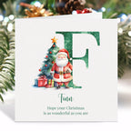 Personalised Green Initial Christmas Card