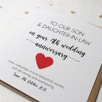 Personalised 4th Wedding Anniversary Card with Linen Heart