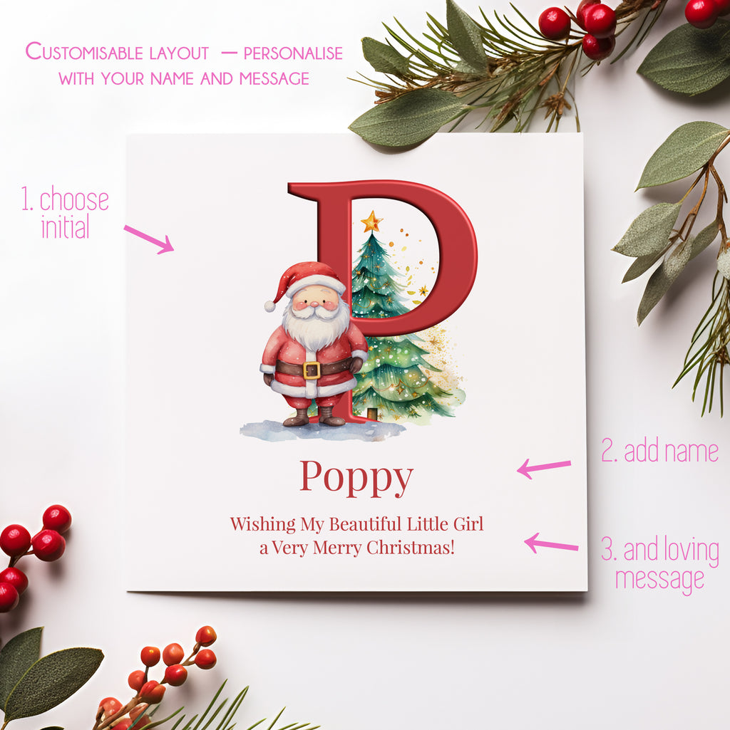 Personalised Red Initial Christmas Card