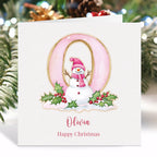 Personalised Pink Initial Christmas Card