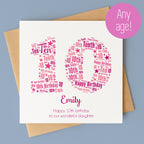 Personalised Pink Star Birthday Card For Her – Any Number