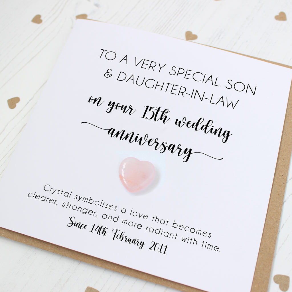 Personalised 15th Wedding Anniversary Card with Crystal Heart