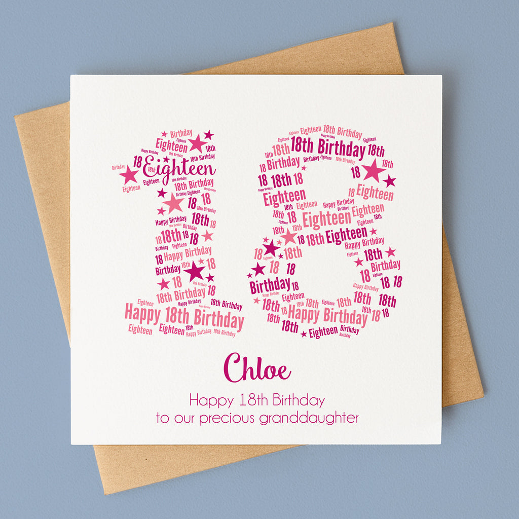 Personalised Pink Star Birthday Card For Her – Any Number