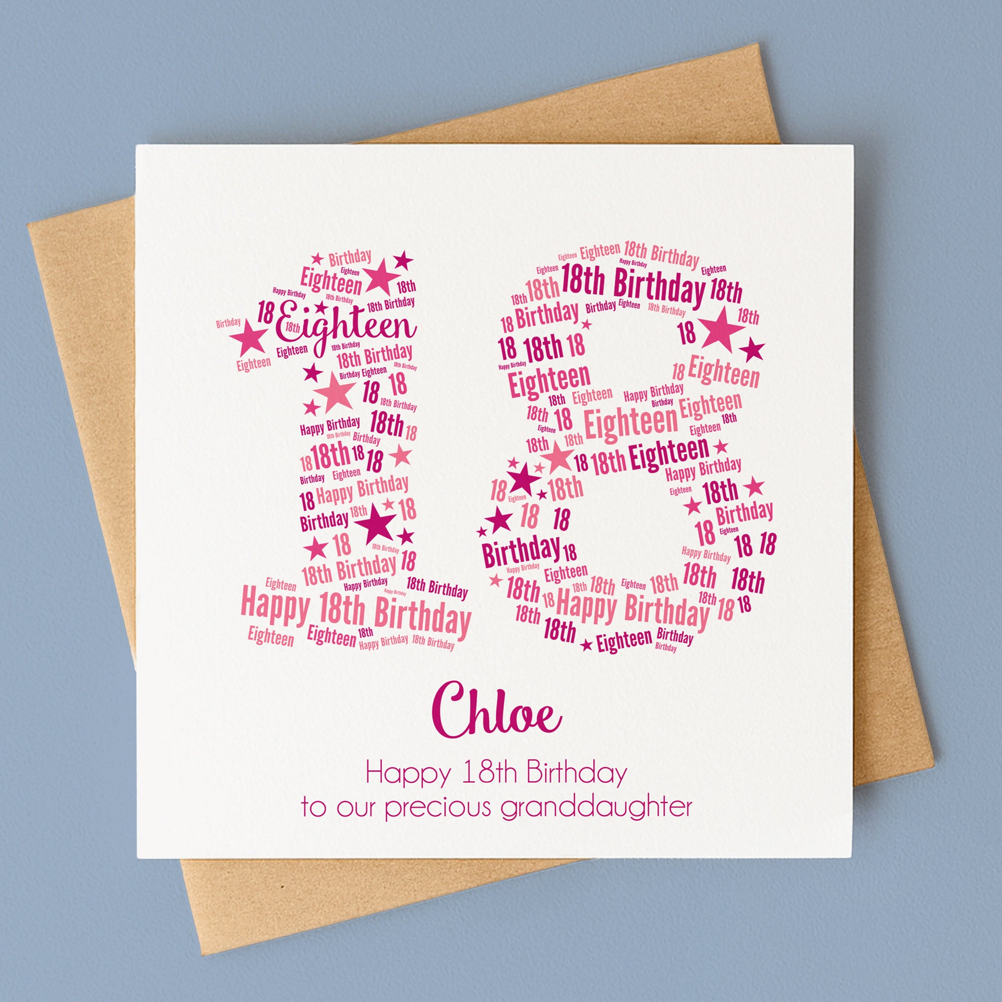 Personalised Pink Star Birthday Card For Her – Any Number
