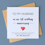 Personalised 1st Wedding Anniversary Card