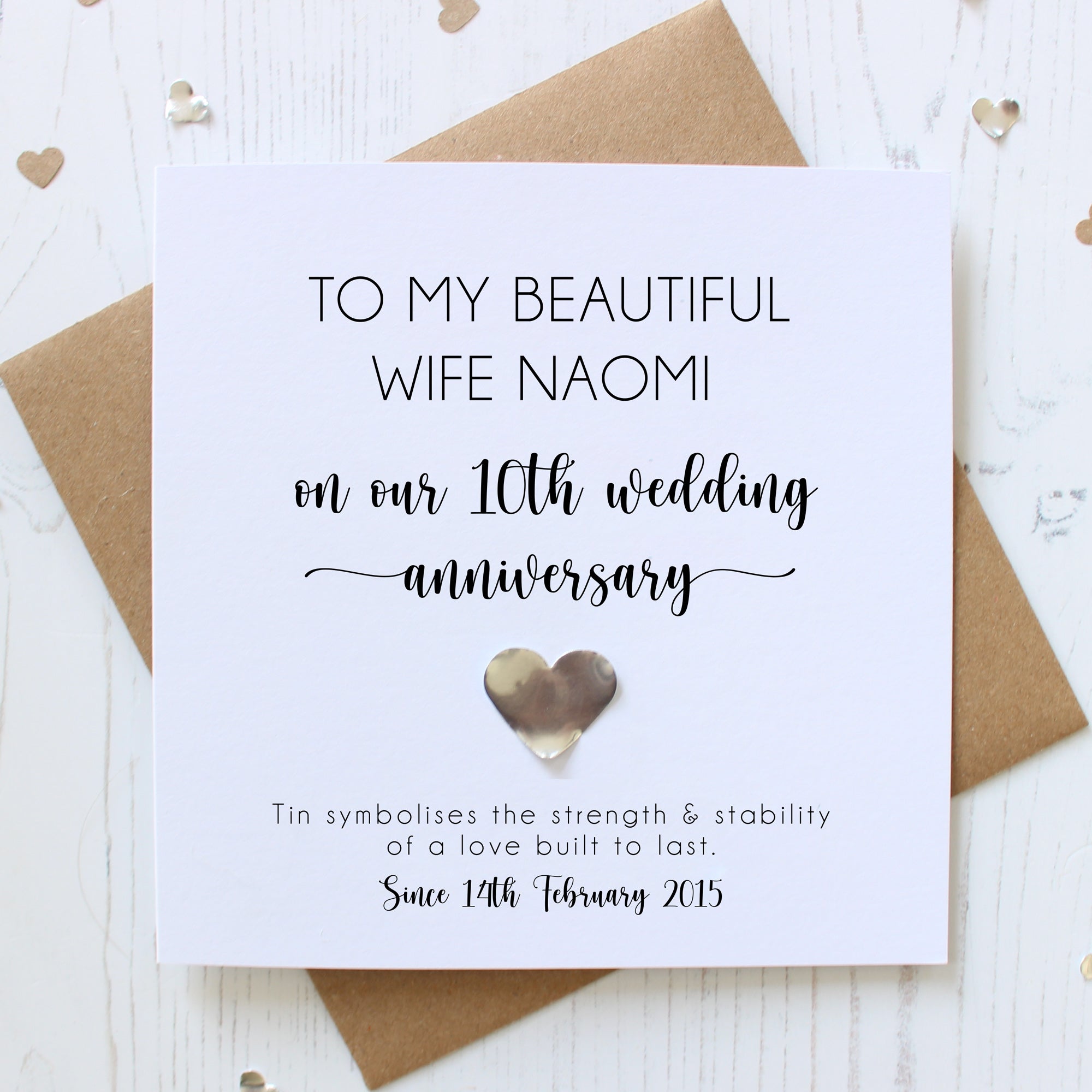 Personalised 10th Wedding Anniversary Card