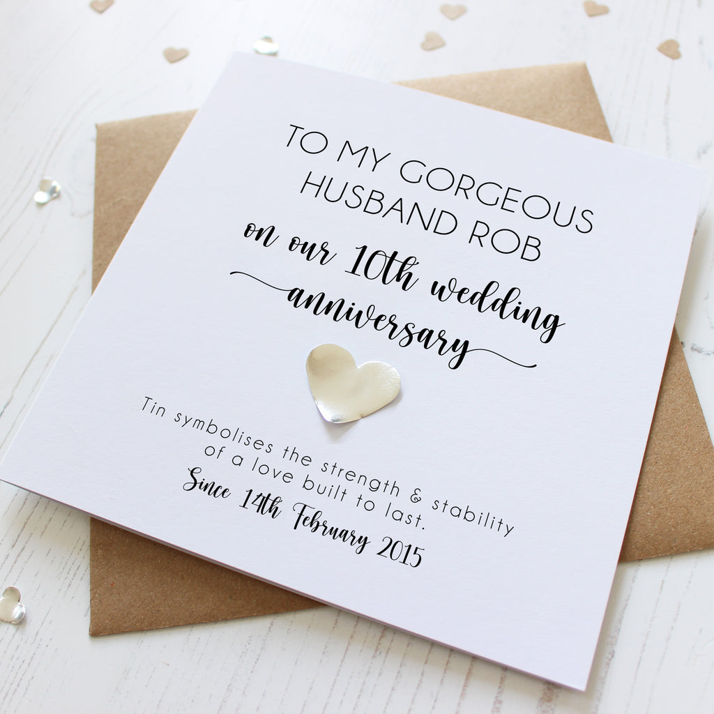 Personalised 10th Wedding Anniversary Card