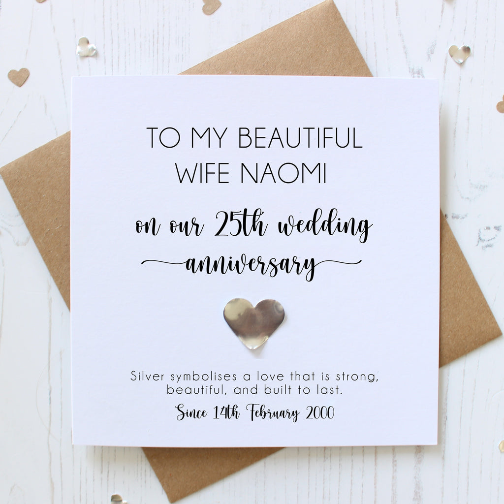 Personalised 25th Wedding Anniversary Card
