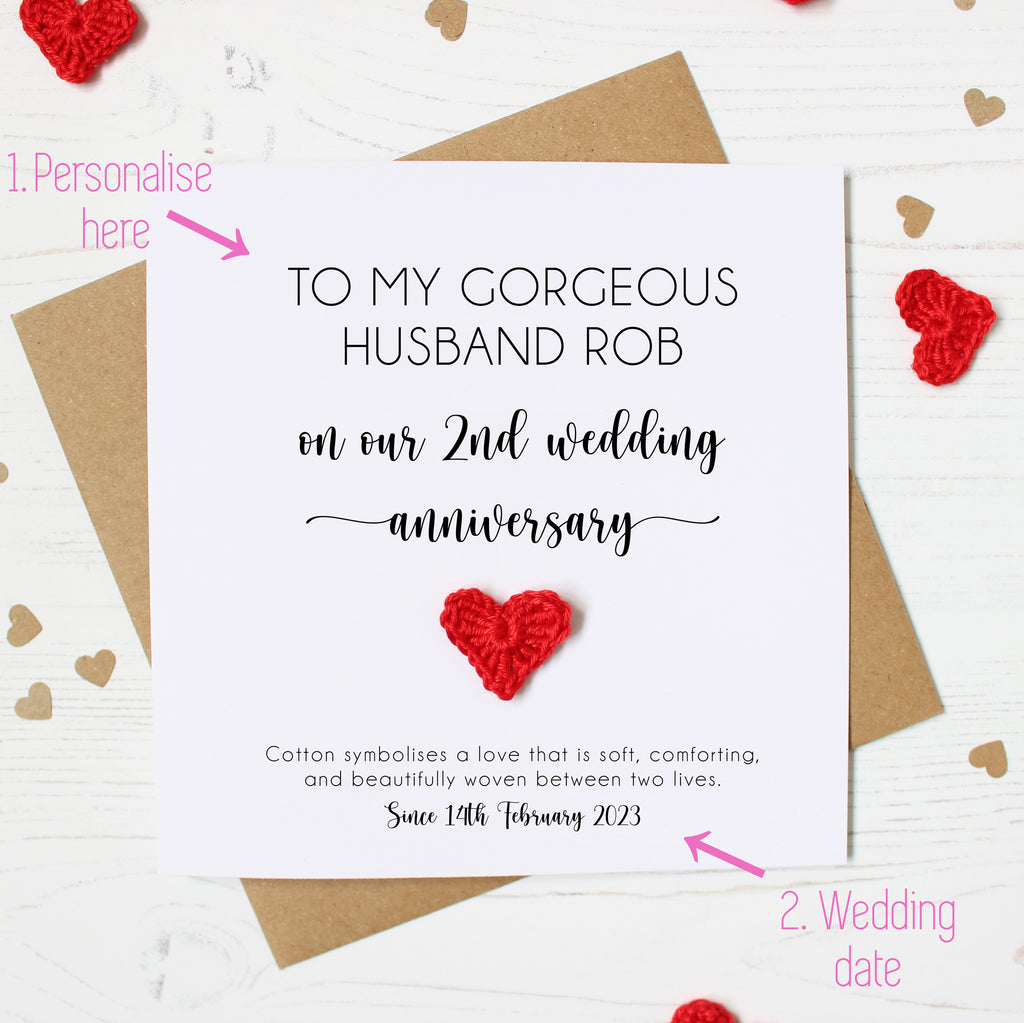 Personalised 2nd Wedding Anniversary Card