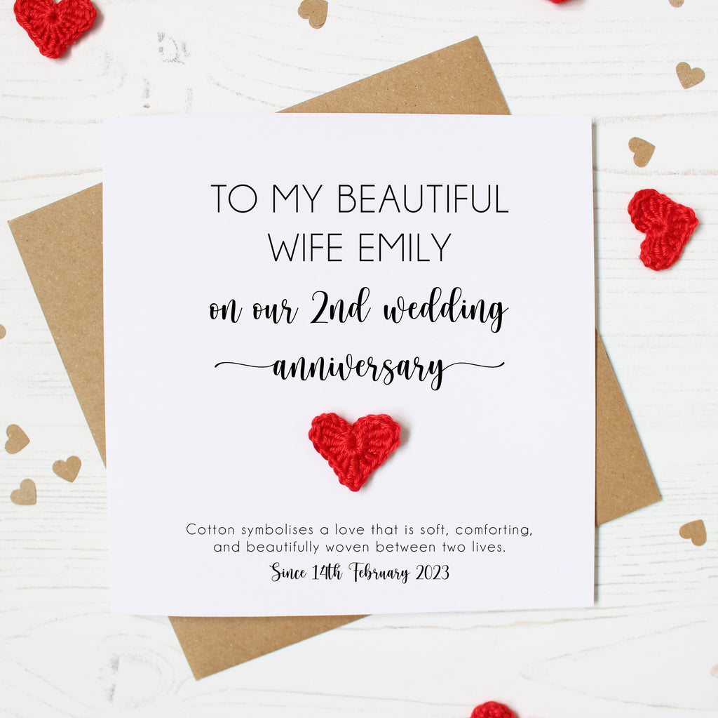Personalised 2nd Wedding Anniversary Card