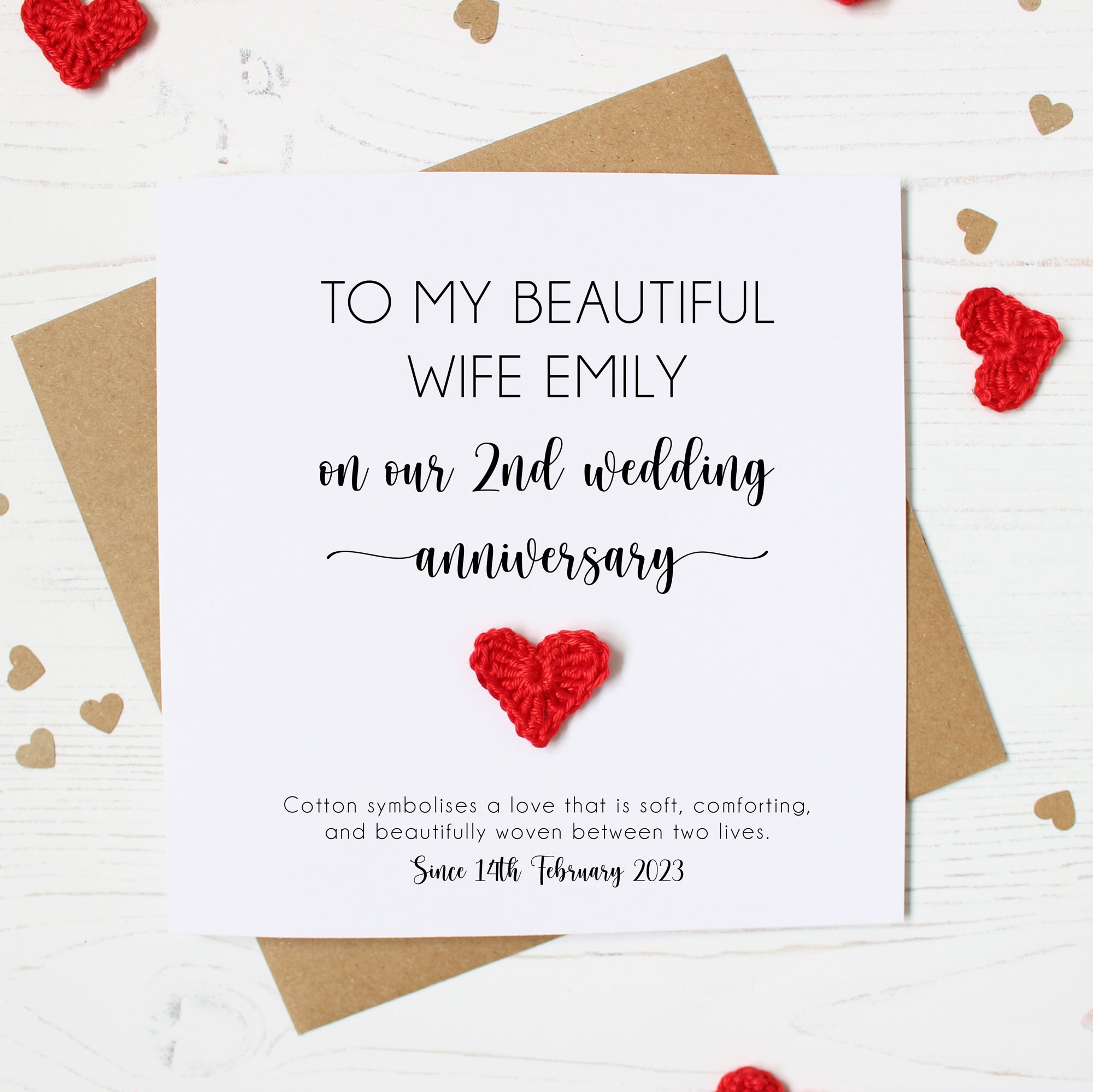 Personalised 2nd Wedding Anniversary Card