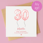 Personalised Blush Balloon Birthday Card