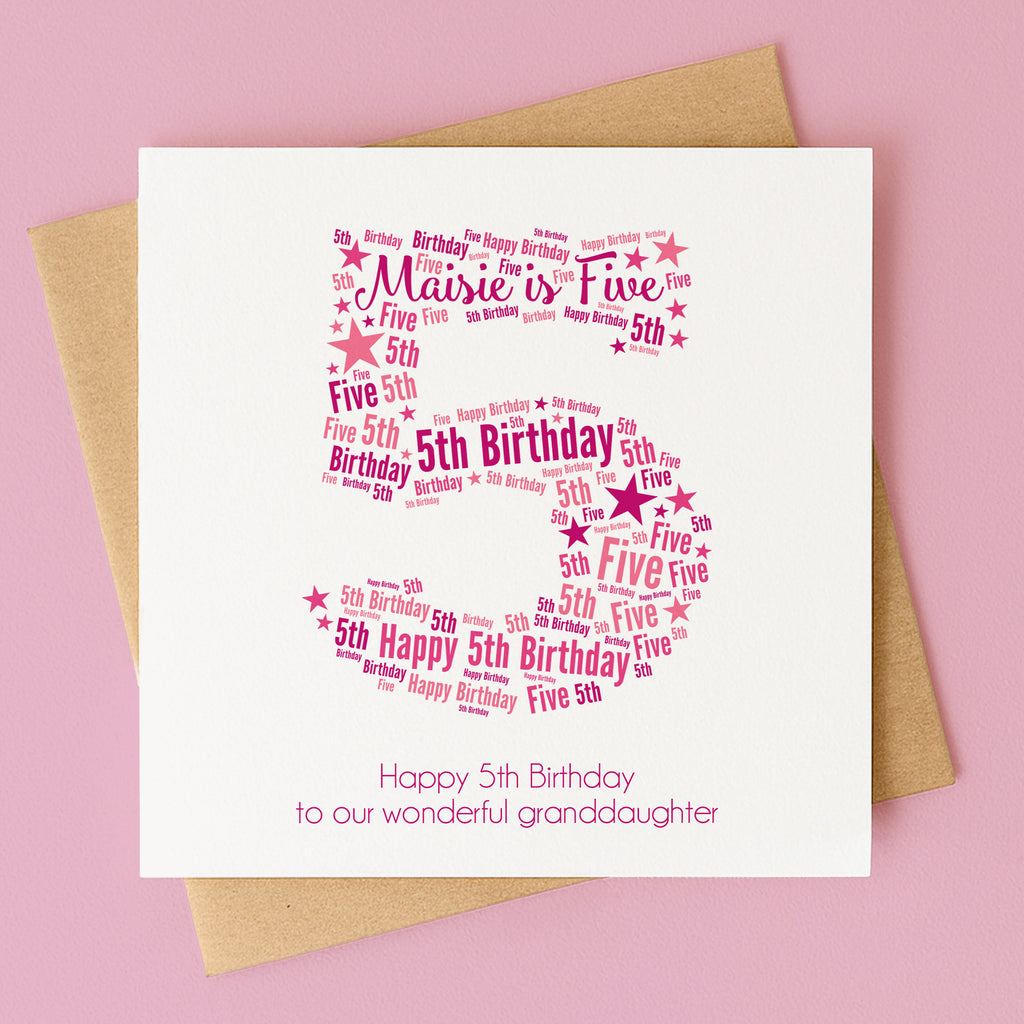 Personalised Pink Star Birthday Card For Her – Any Number