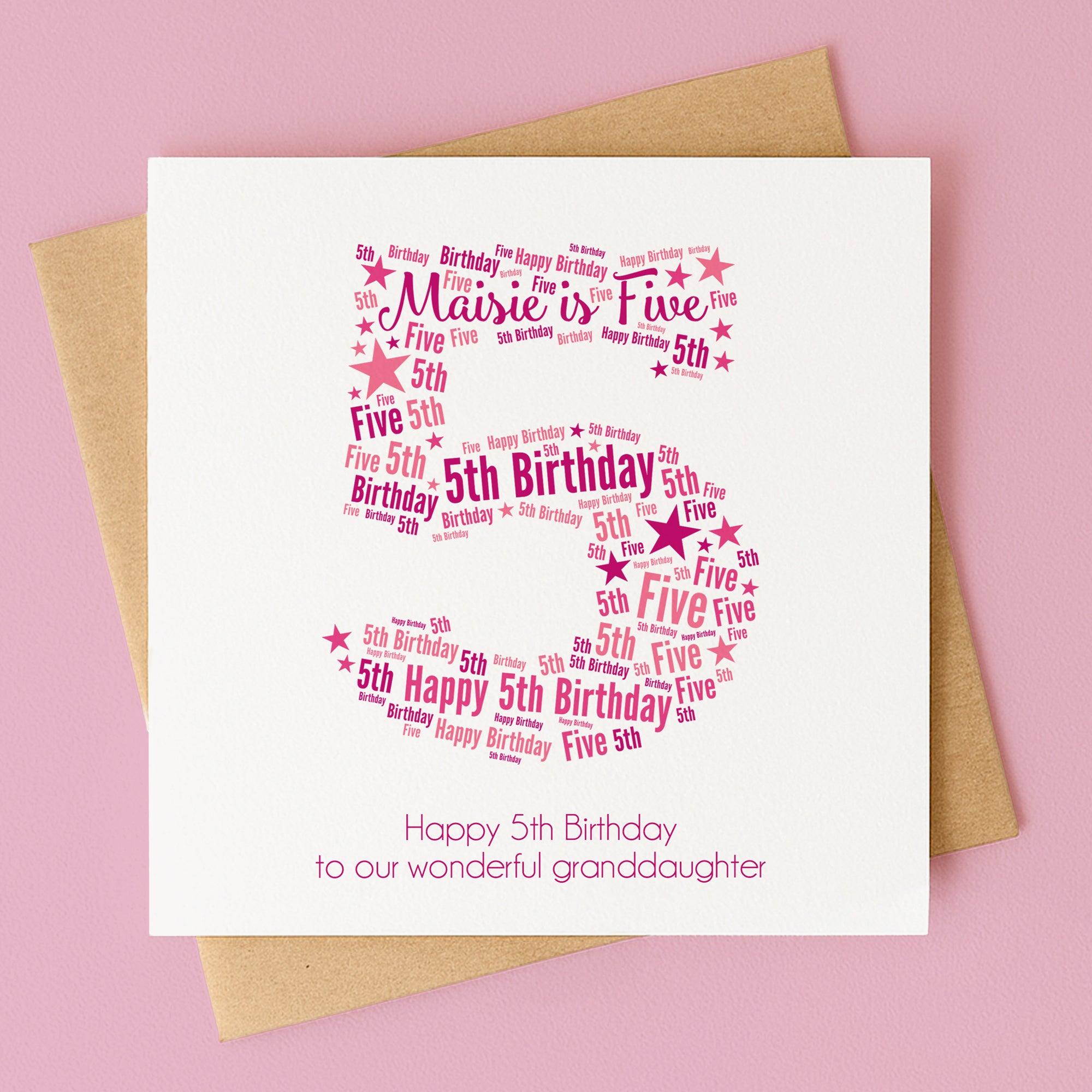 Personalised Pink Star Birthday Card For Her – Any Number