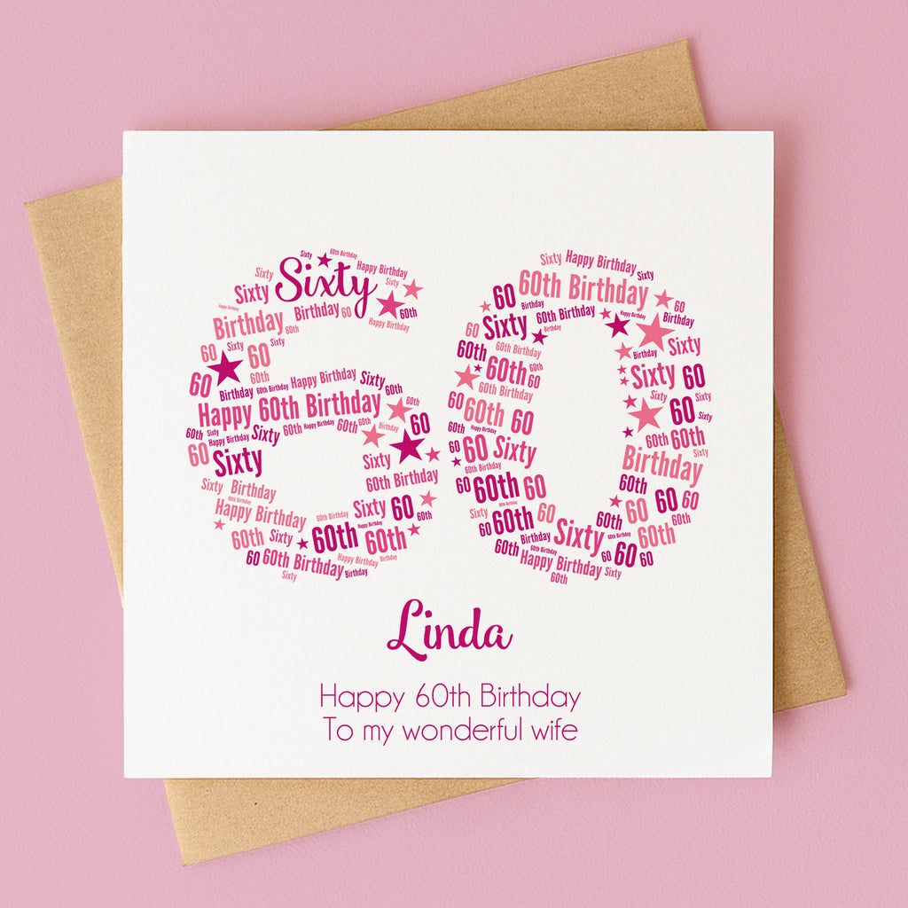 Personalised Pink Star Birthday Card For Her – Any Number