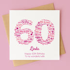 Personalised Pink Star Birthday Card For Her – Any Number