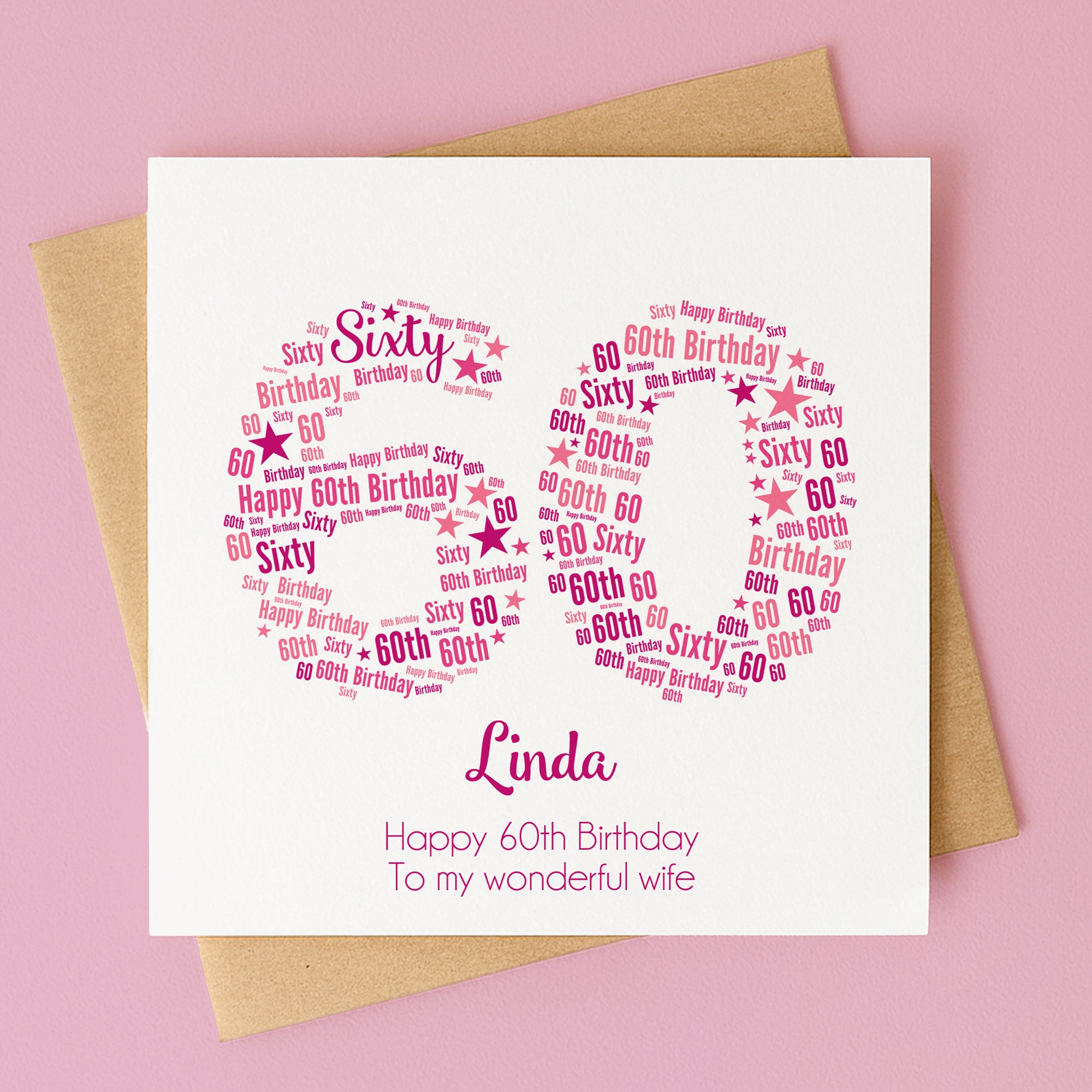 Personalised Pink Star Birthday Card For Her – Any Number