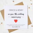 Personalised 9th Wedding Anniversary Card with Pottery Heart